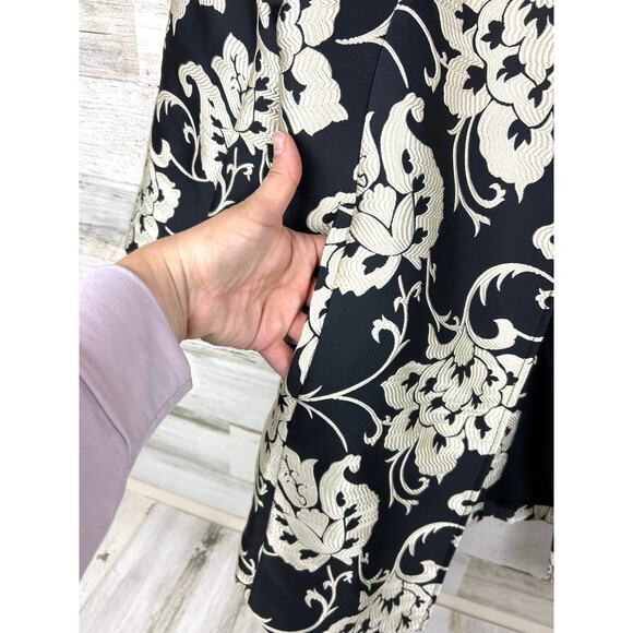 Chico’s Women’s Large Black Floral Jacquard Open Front Lined Topper Jacket NEW - Picture 4 of 7